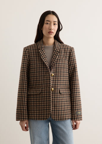 Check Wool Mix Oversized Blazer