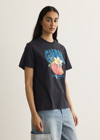 Basic Cotton Jersey Strawberry T-Shirt