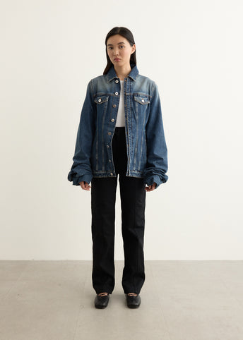 Vintage Blue Denim Jacket With Oversized Sleeves