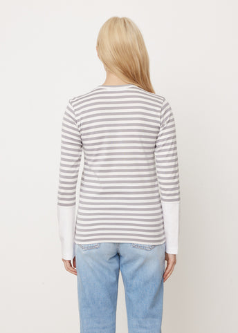 Striped White Long Sleeve T-Shirt