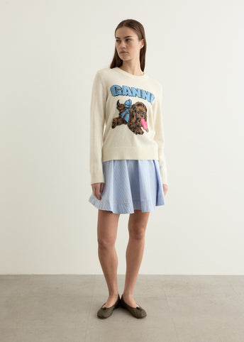 Graphic Wool Mix Fluffy Puppy Love Crewneck