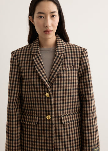 Check Wool Mix Oversized Blazer