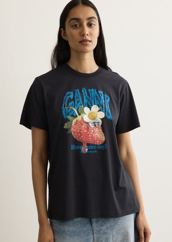 Basic Cotton Jersey Strawberry T-Shirt