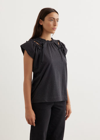 Shoulder Bite Bow Cap Sleeve T-Shirt