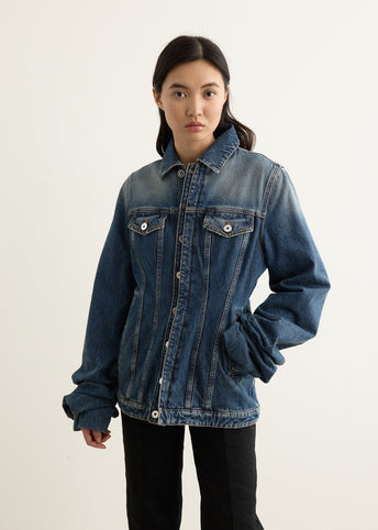 Vintage Blue Denim Jacket With Oversized Sleeves