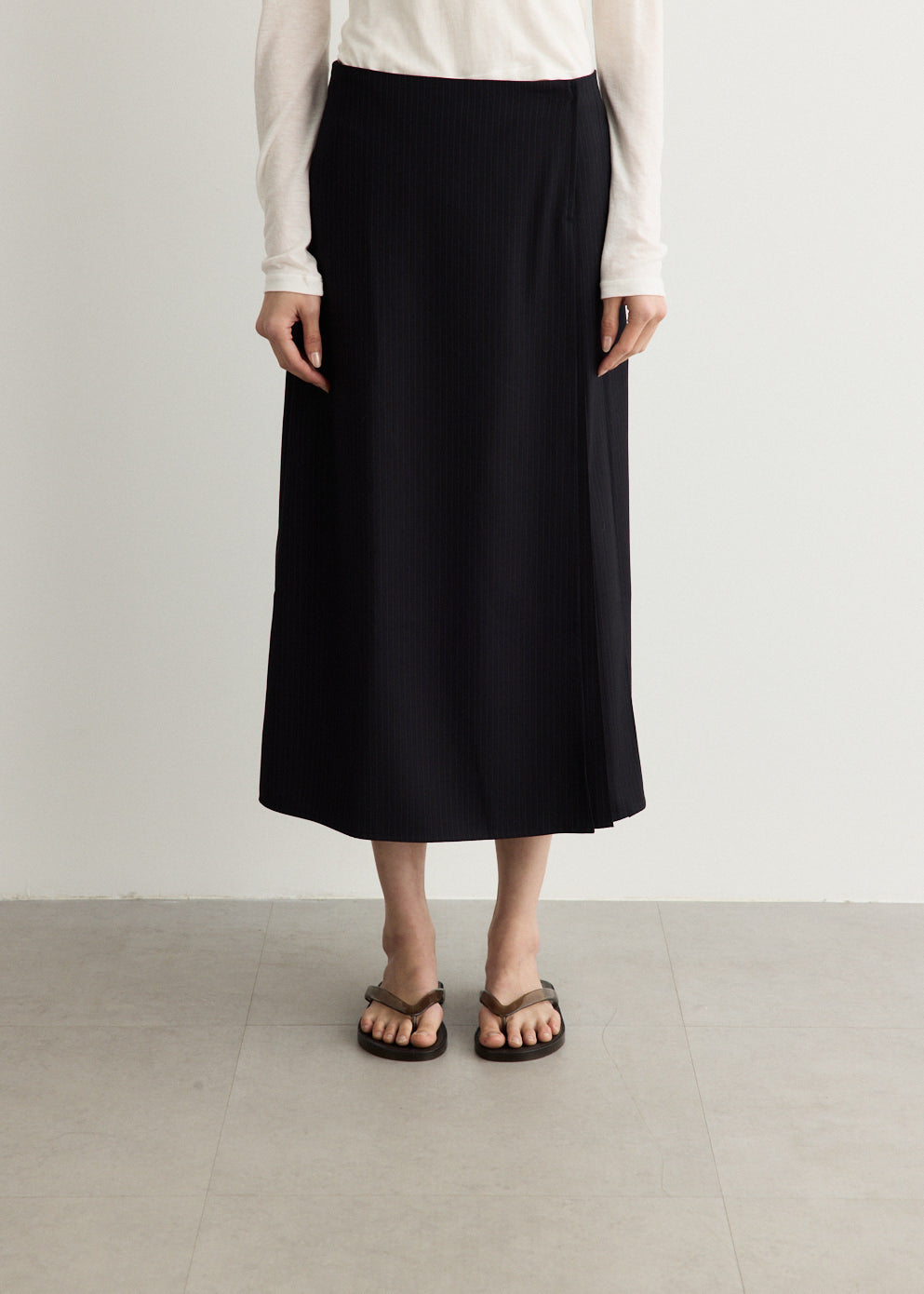 Savile Pleated Pinstripe Skirt