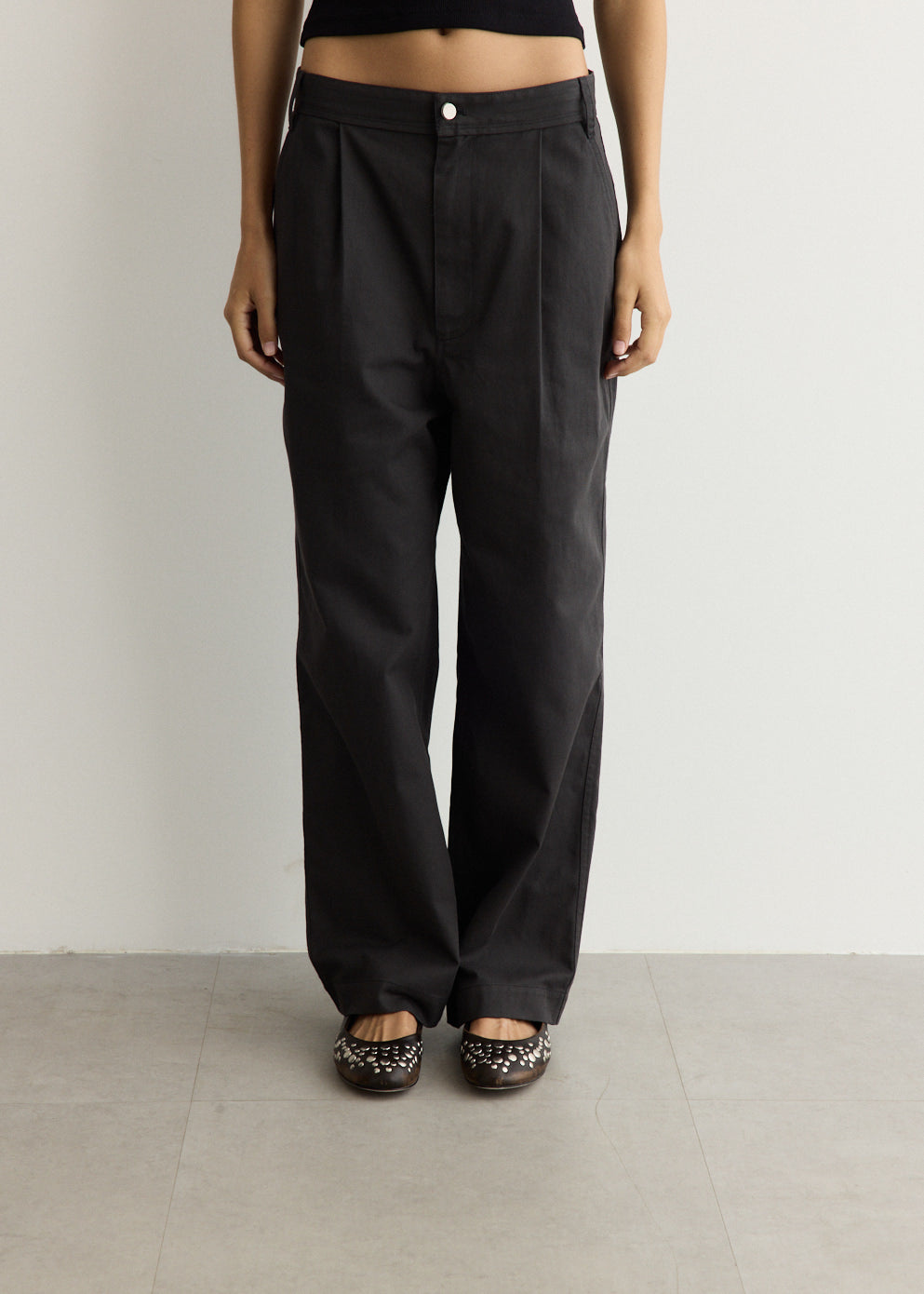 Drawstring Washed Cotton Pants