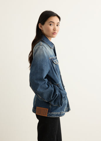 Vintage Blue Denim Jacket With Oversized Sleeves