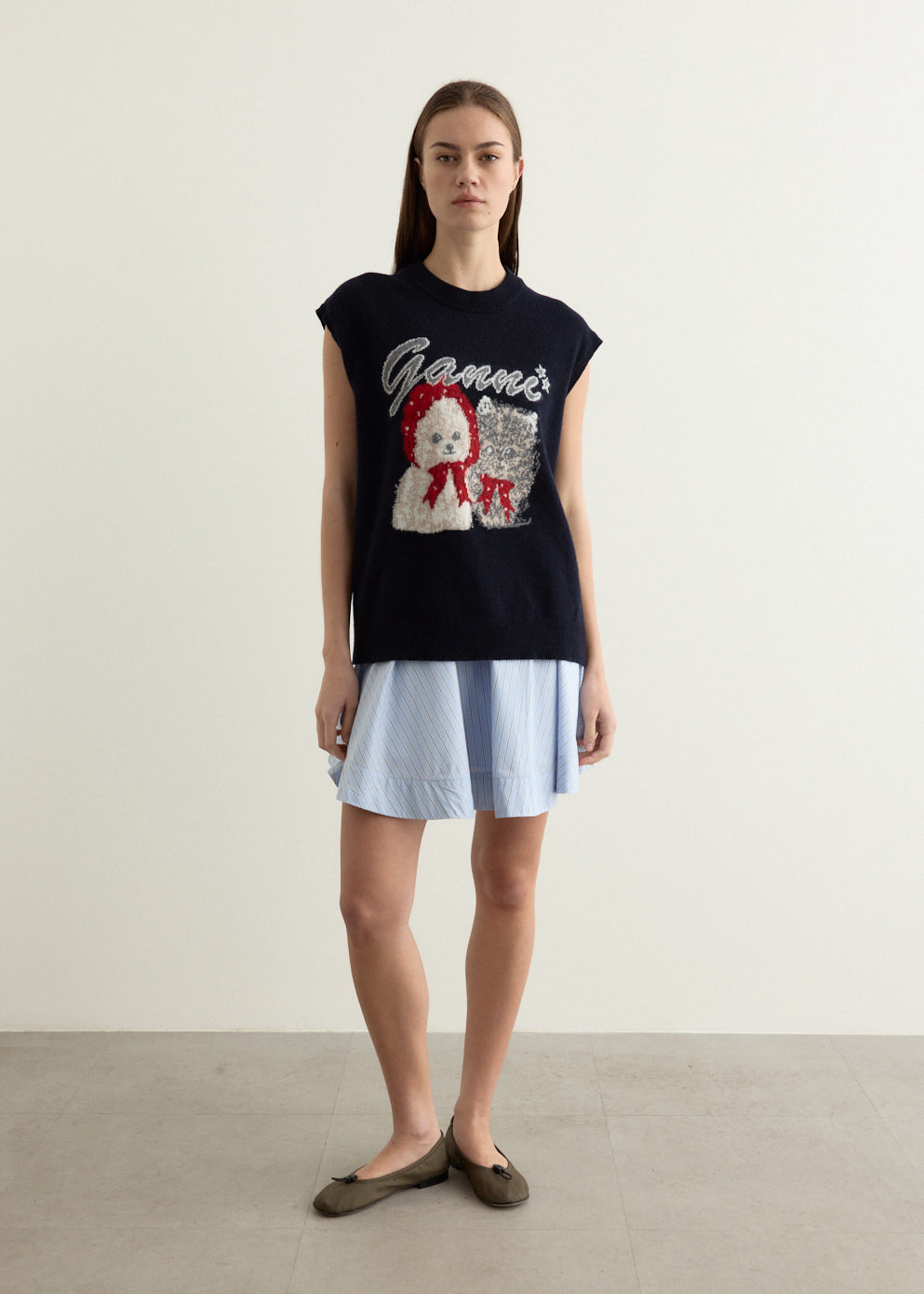 Graphic Wool Mix Oversized Vest
