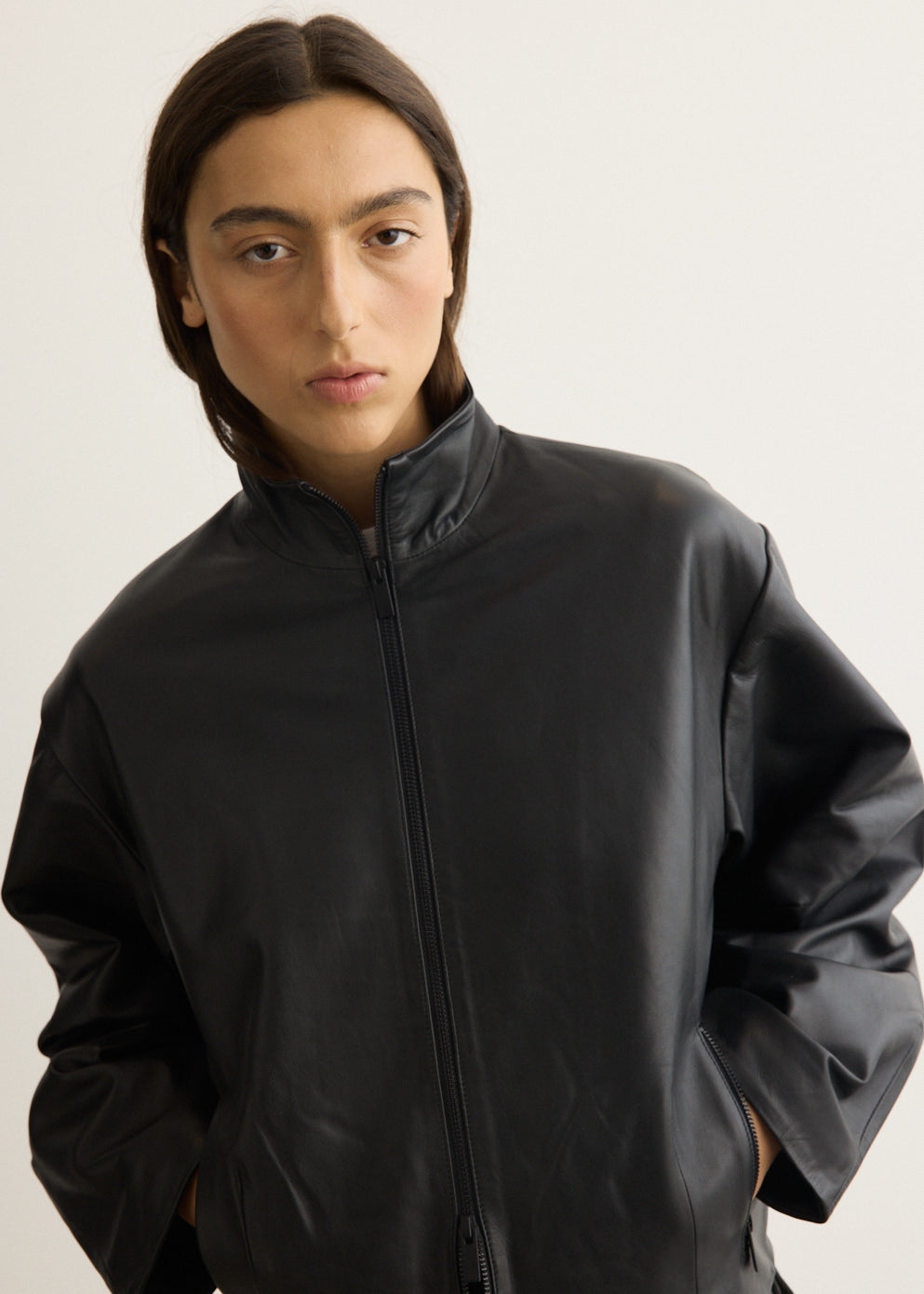 Cocoon Zip Leather Jacket