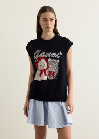 Graphic Wool Mix Oversized Vest