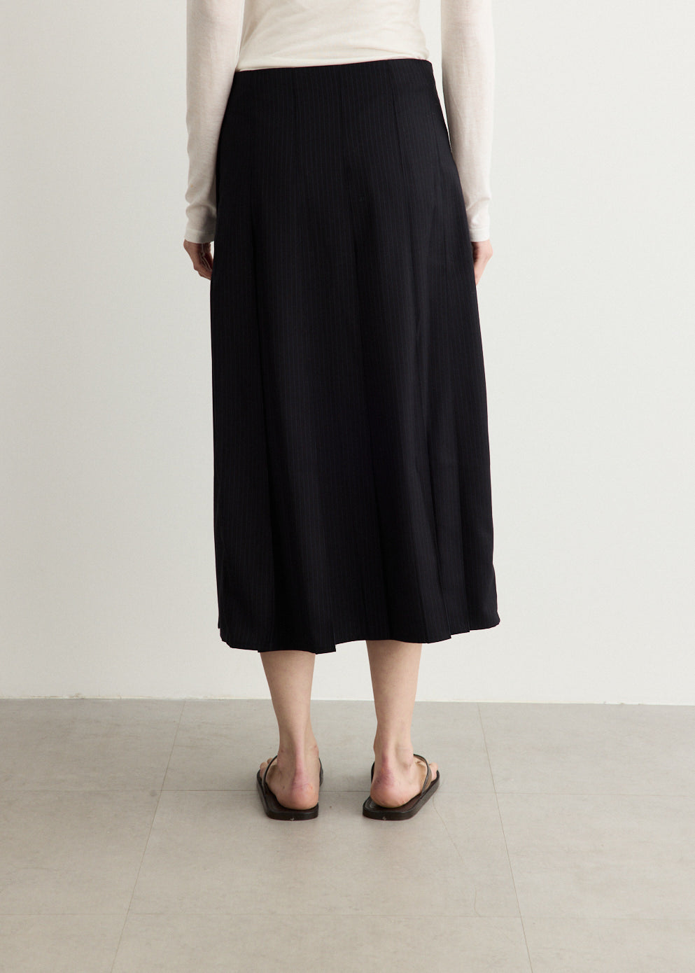 Savile Pleated Pinstripe Skirt
