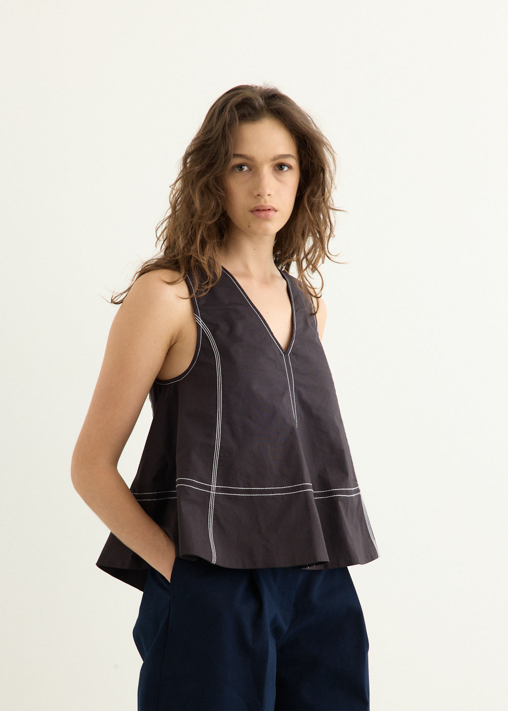 Stretch Cotton A-line Top