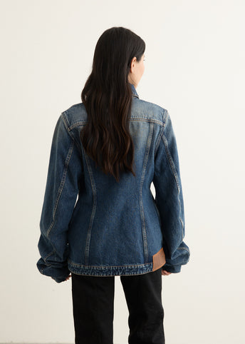 Vintage Blue Denim Jacket With Oversized Sleeves
