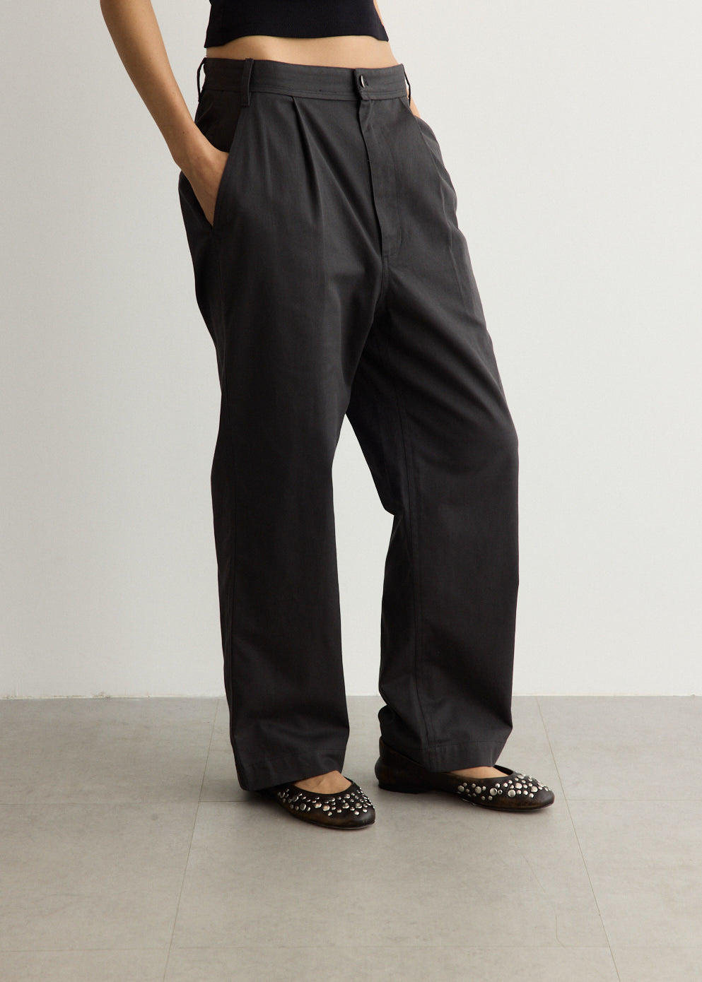 Drawstring Washed Cotton Pants