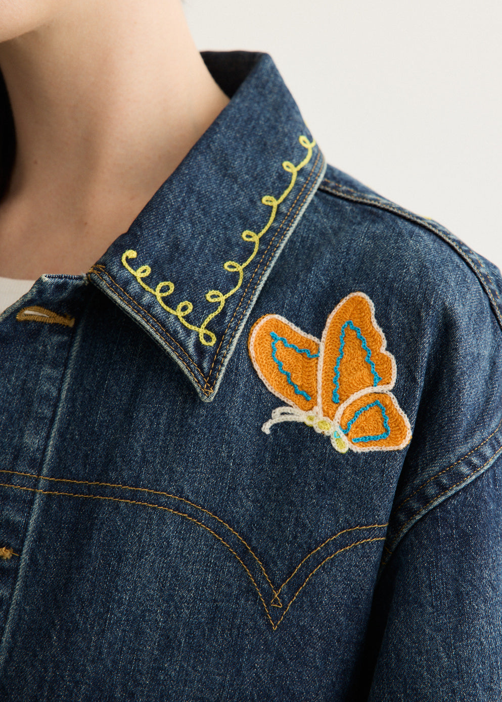 Papillon Emb. Jean Jacket - 12oz Denim