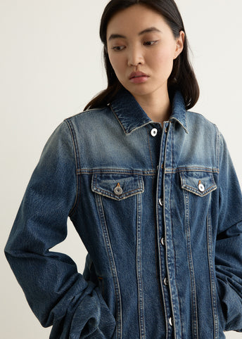 Vintage Blue Denim Jacket With Oversized Sleeves