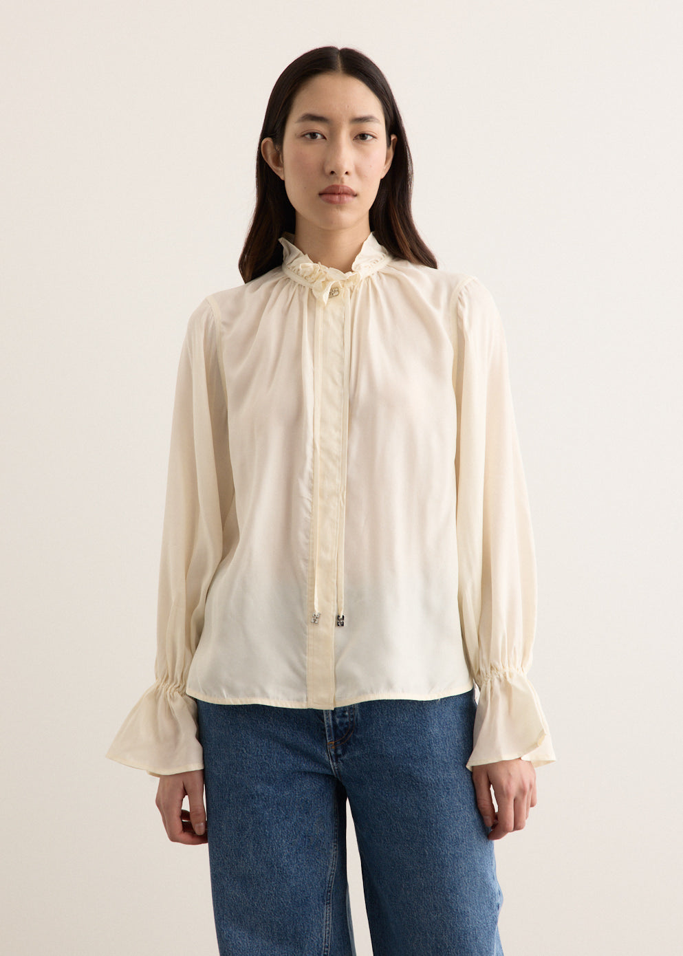 Fluid Cupro Tie String Shirt