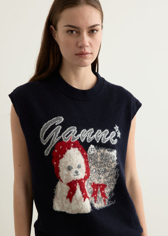 Graphic Wool Mix Oversized Vest