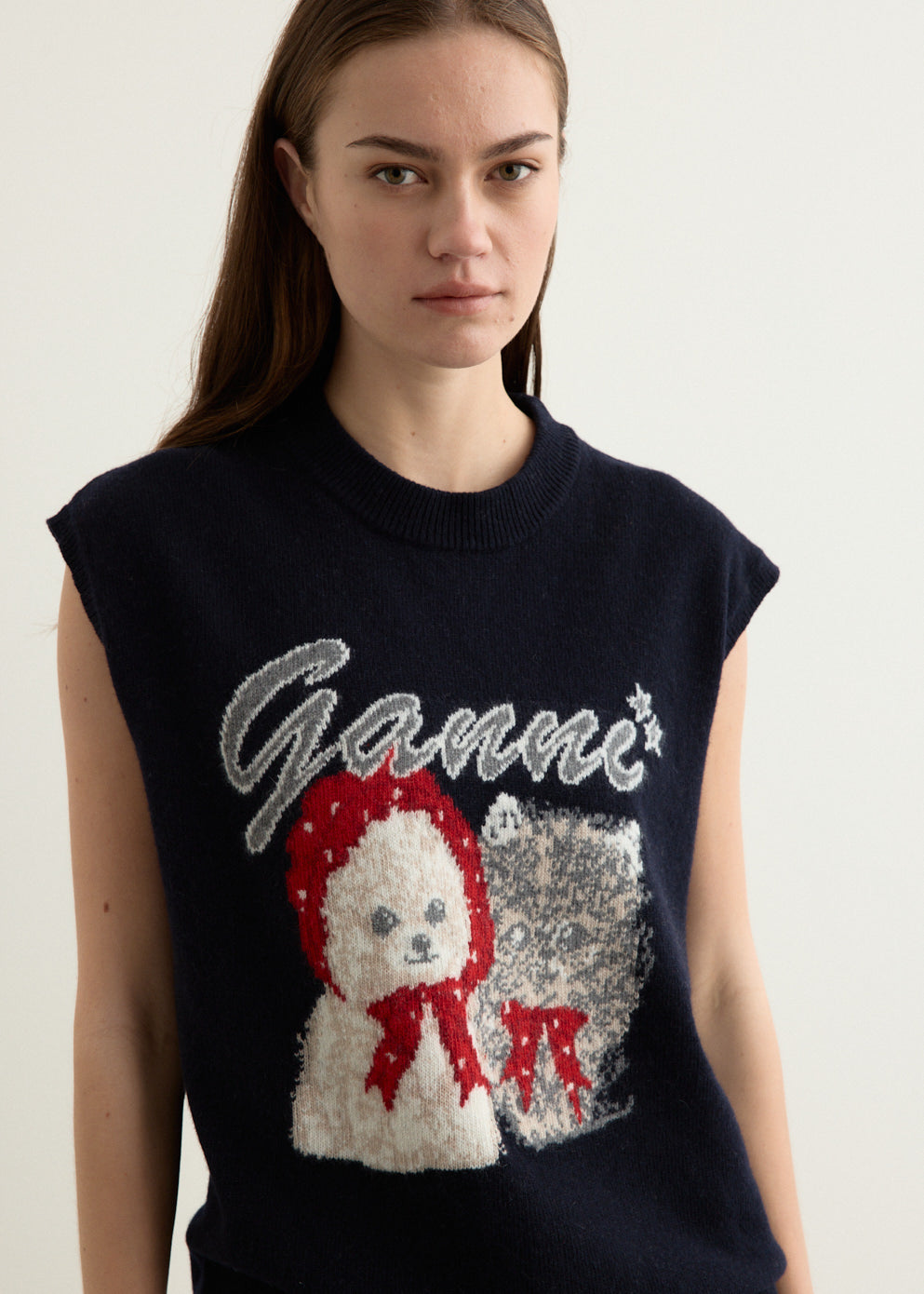 Graphic Wool Mix Oversized Vest