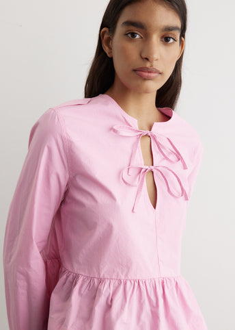 Tie String Peplum Blouse