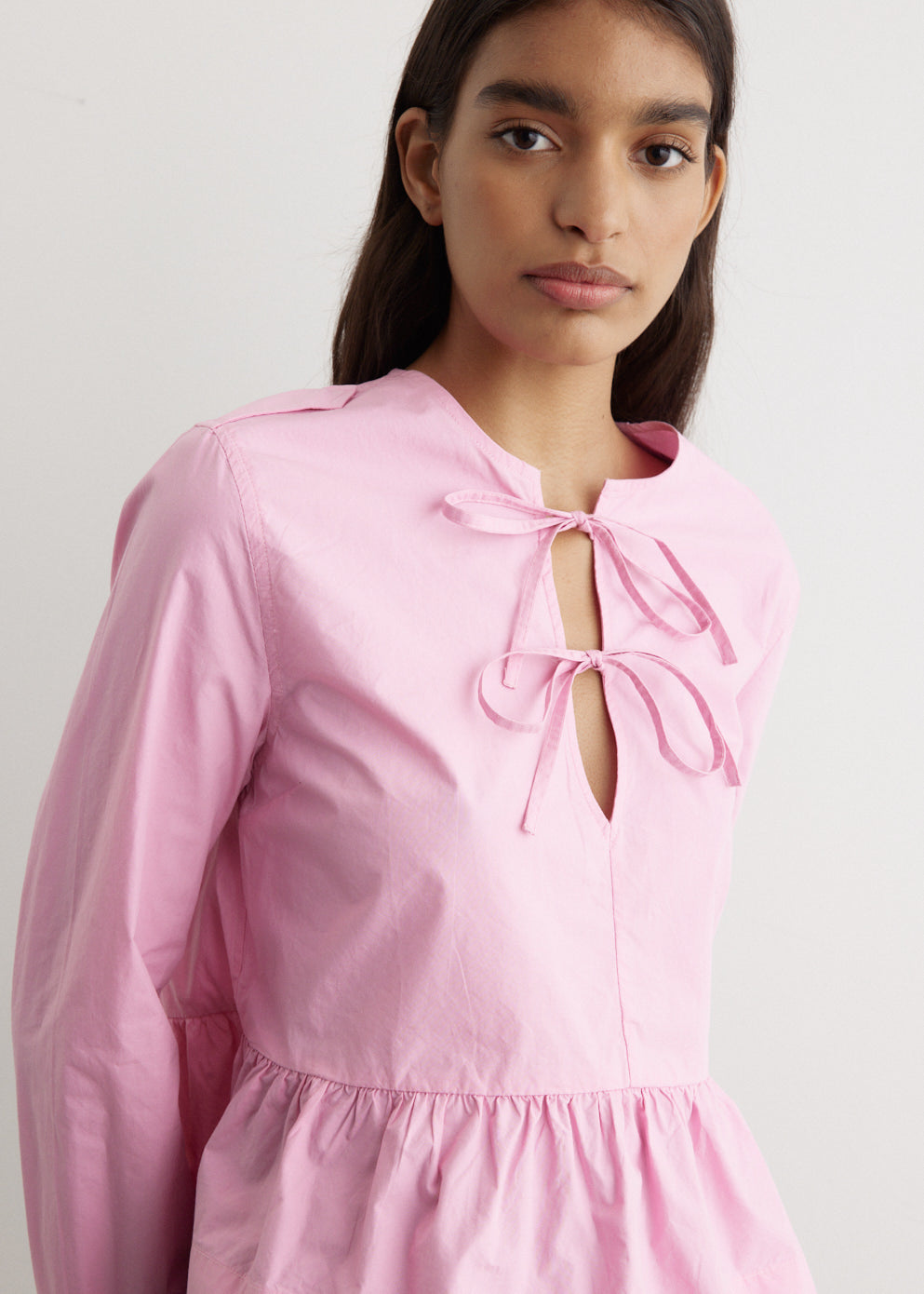 Tie String Peplum Blouse