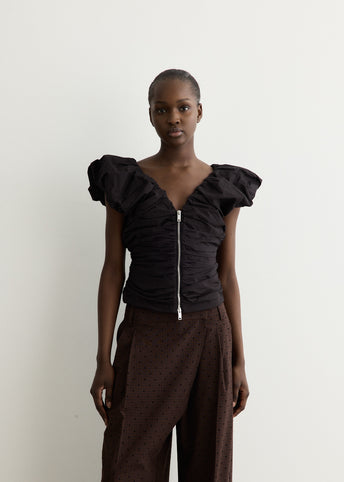 Stretch Cotton Ruched Top