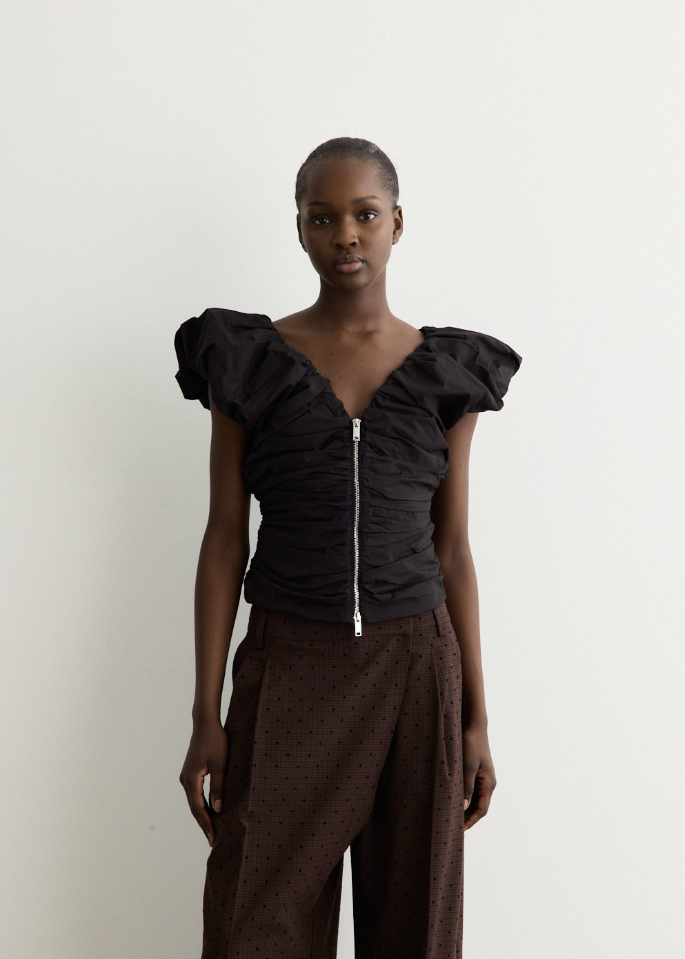 Stretch Cotton Ruched Top