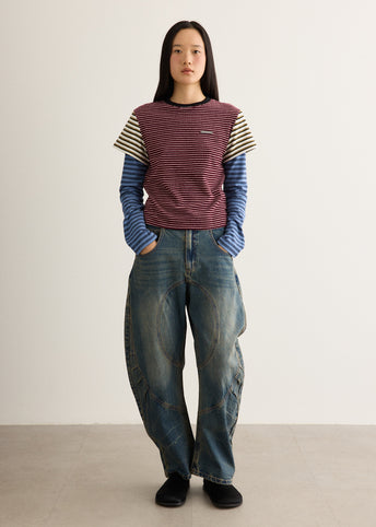 Terry Multi Stripe Long Sleeve T-Shirt