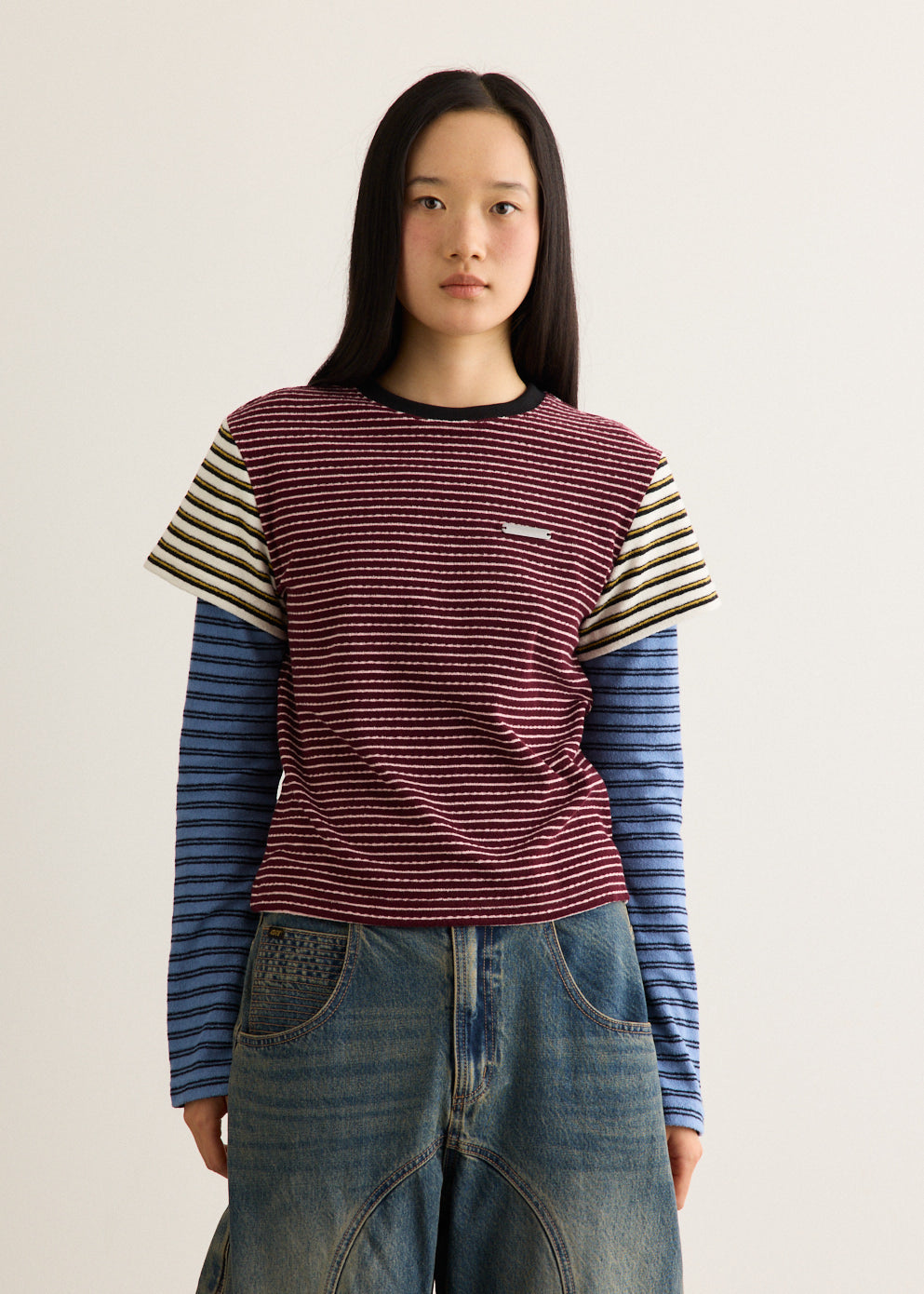 Terry Multi Stripe Long Sleeve T-Shirt