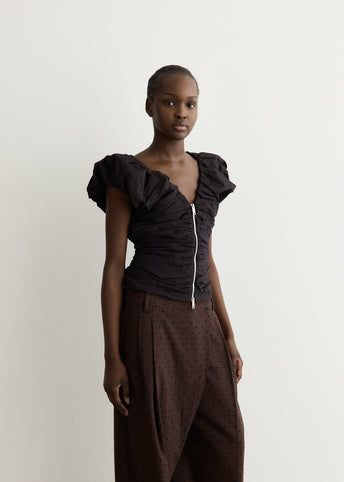 Stretch Cotton Ruched Top