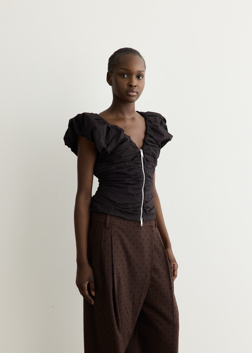 Stretch Cotton Ruched Top