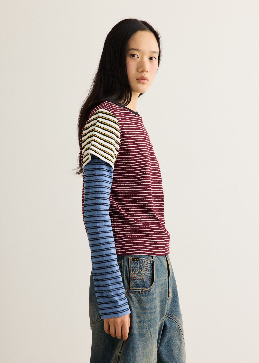 Terry Multi Stripe Long Sleeve T-Shirt