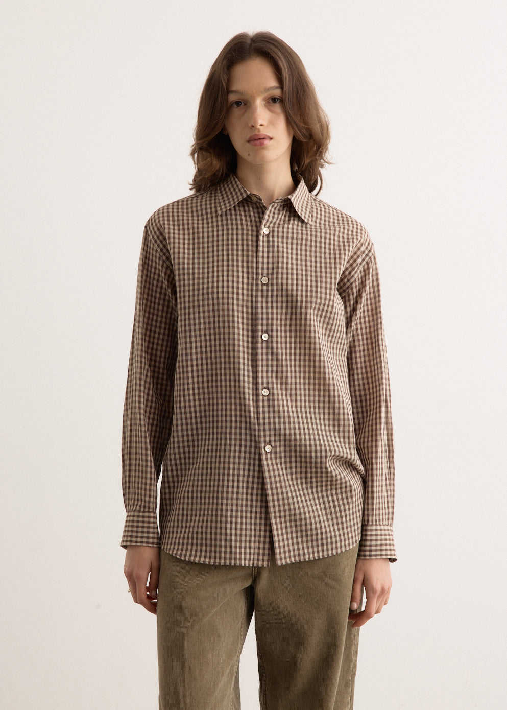 Airy Light Cotton Check Big Shirt