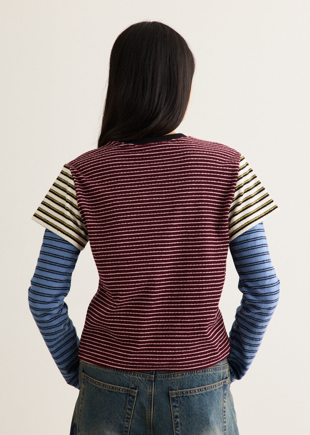 Terry Multi Stripe Long Sleeve T-Shirt
