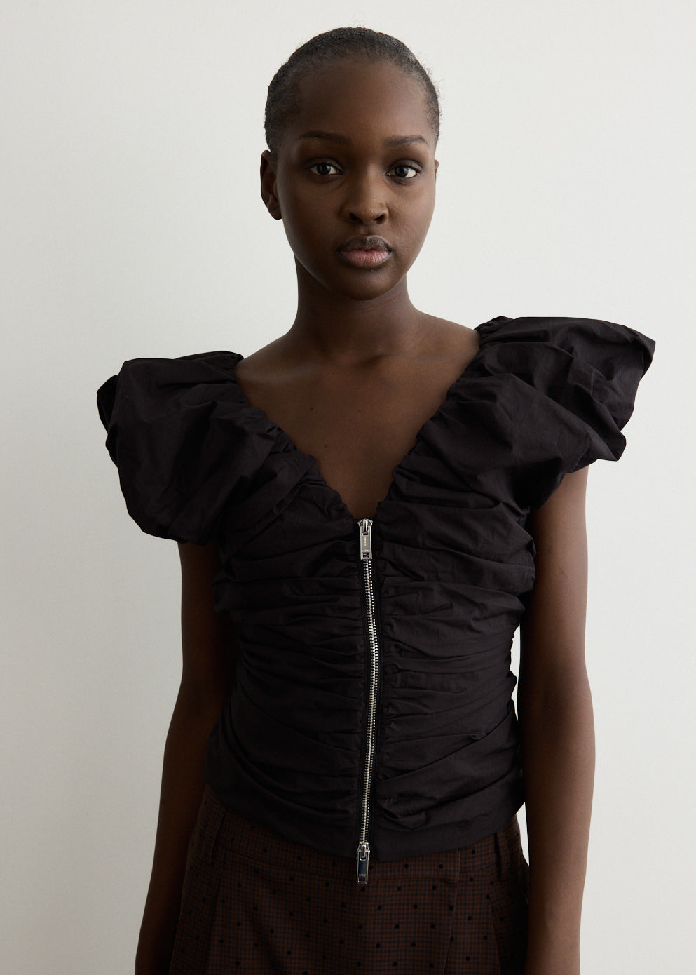 Stretch Cotton Ruched Top