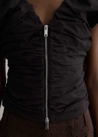 Stretch Cotton Ruched Top
