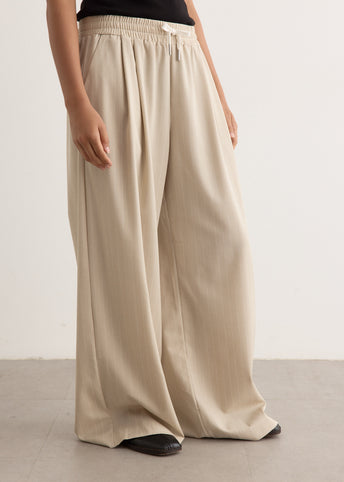 Pinstripe Wool Drawstring Pants
