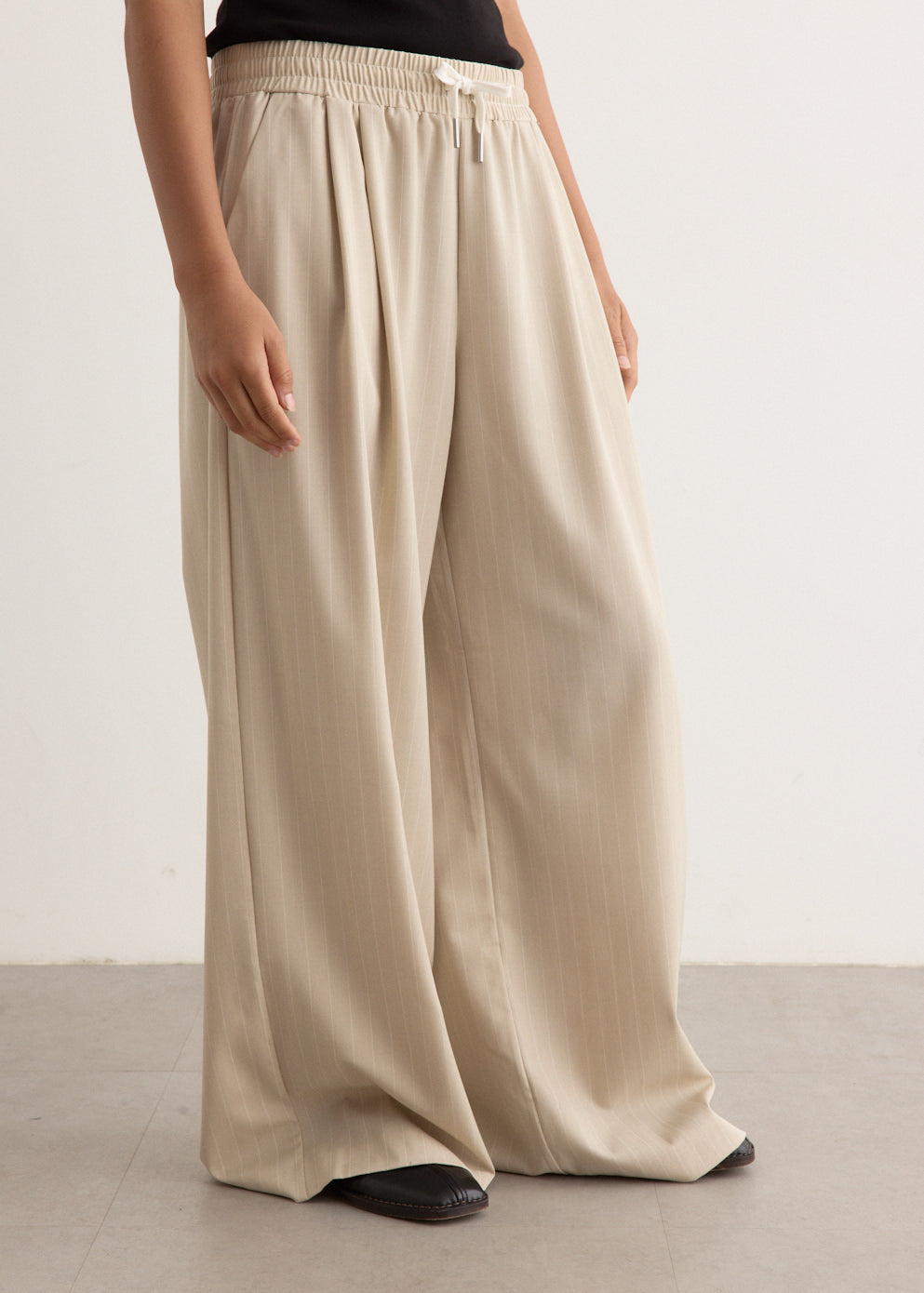Pinstripe Wool Drawstring Pants