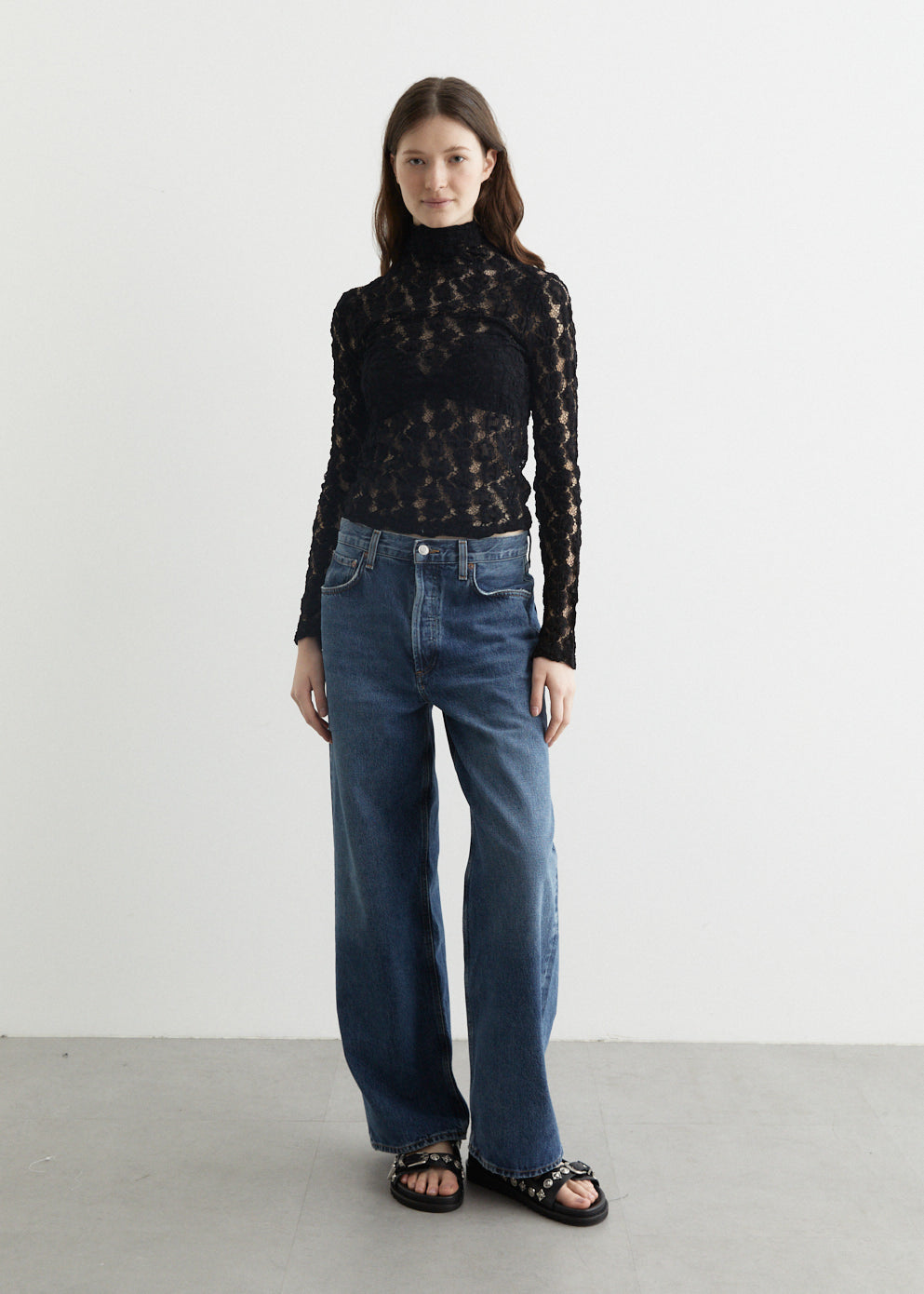 Lace Turtleneck Top