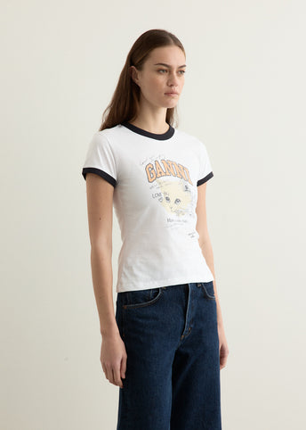 Basic Cotton Jersey Kitty Fitted T-shirt