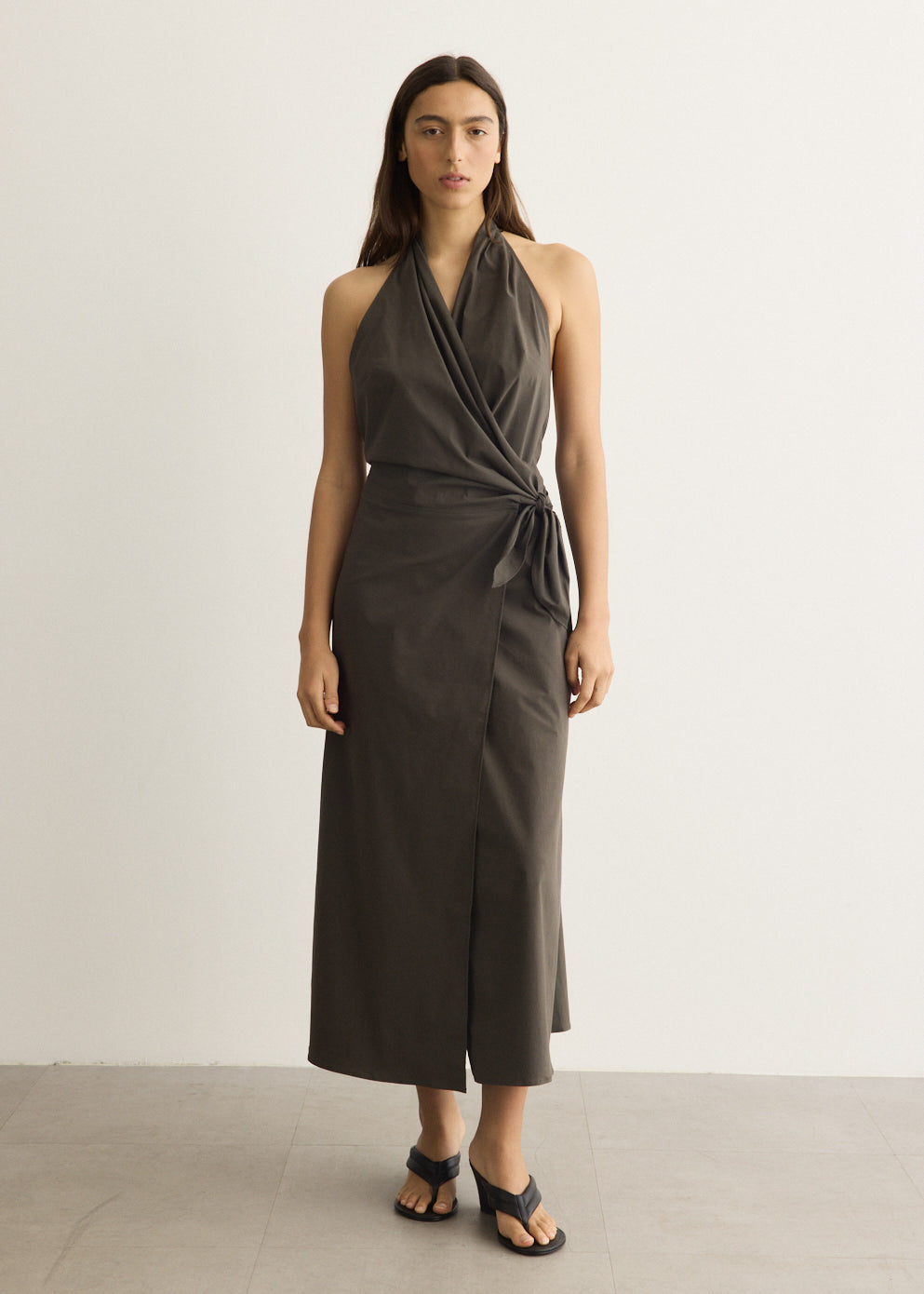 Halter Wrap Backless Dress