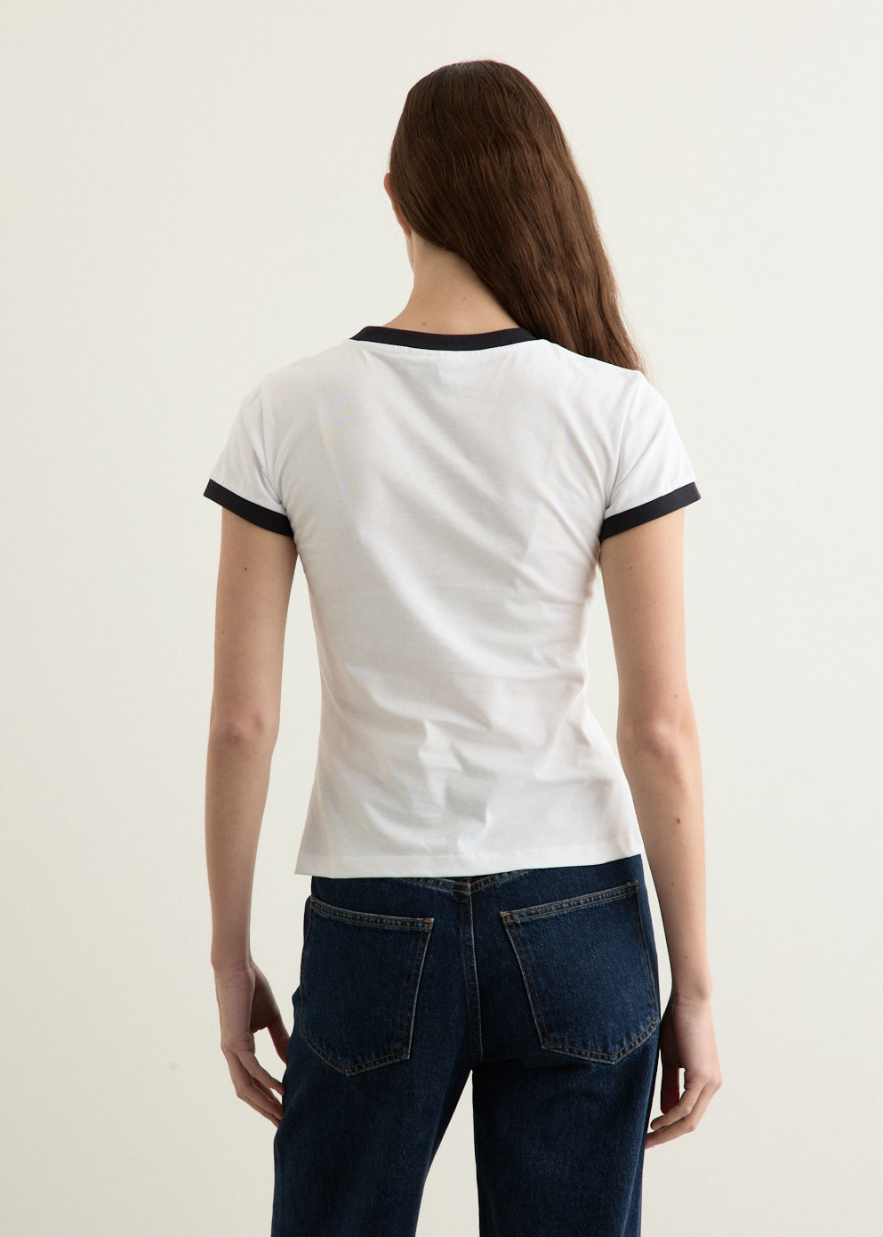 Basic Cotton Jersey Kitty Fitted T-shirt