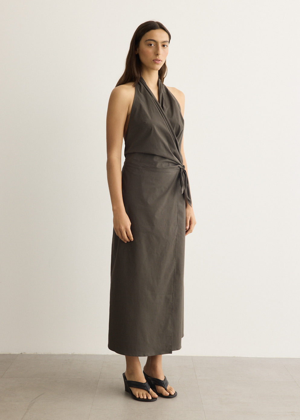 Halter Wrap Backless Dress