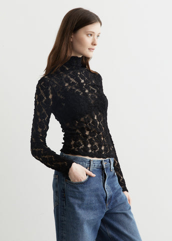 Lace Turtleneck Top