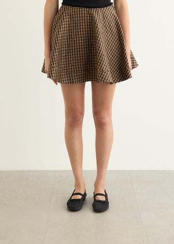 Crinkled Taffeta Check Mini Circle Skirt