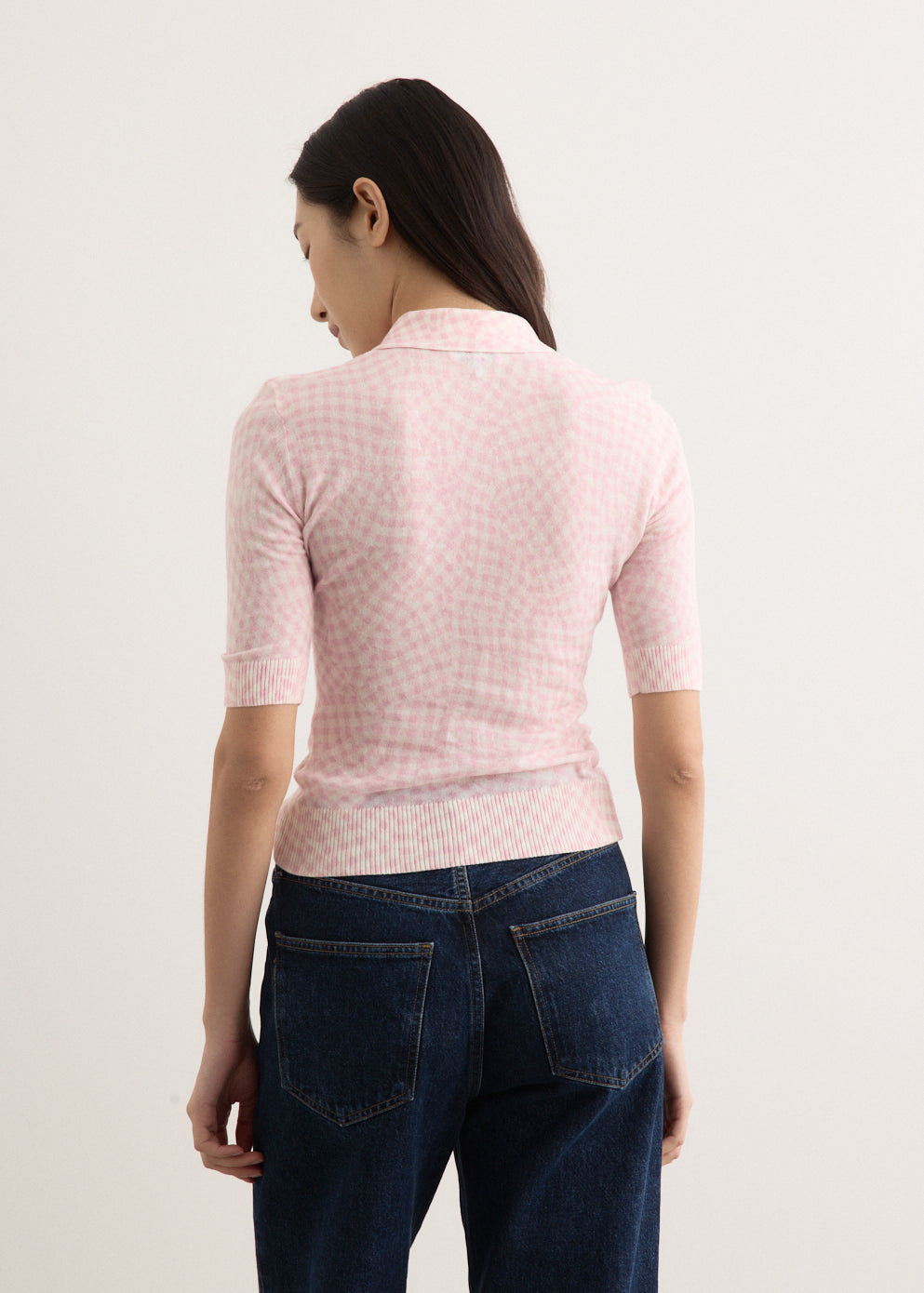 Tシャツ・カットソー Ganni FW25 Cotton printed polo shirt (K2491 038) Bleached Mauve Pink Sheer Cotton Printed Polo Shirt | GANNI US