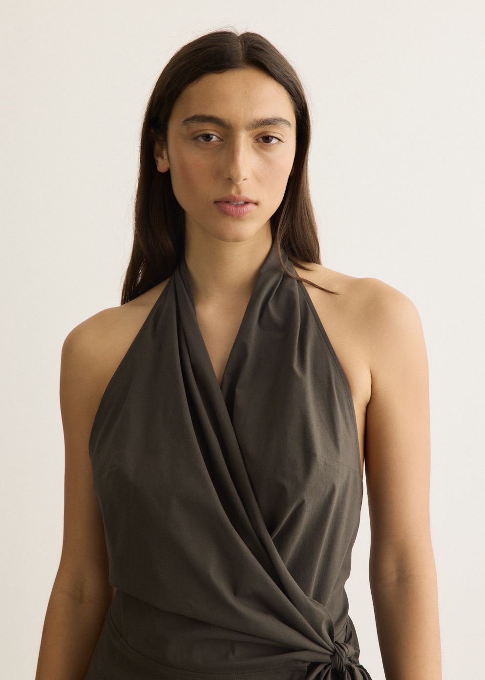Halter Wrap Backless Dress