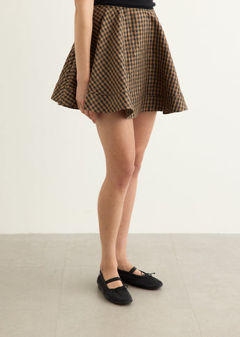 Crinkled Taffeta Check Mini Circle Skirt
