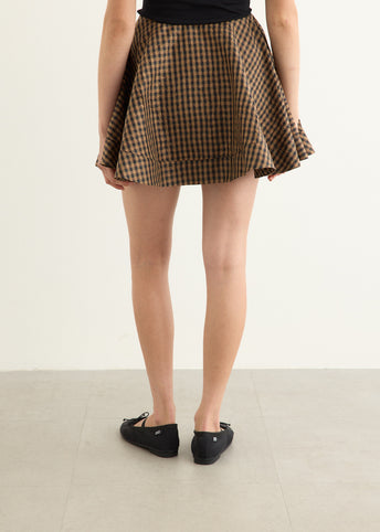 Crinkled Taffeta Check Mini Circle Skirt